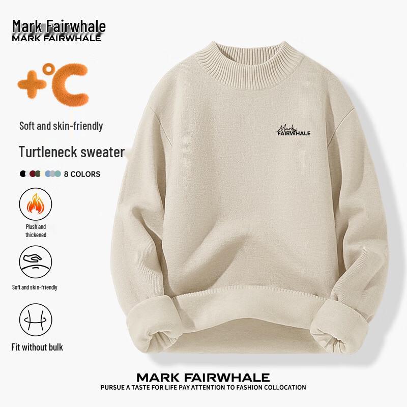 Mark Fairwhale Men s Loose Fit Fleece-Lined Mock Neck Sweater L