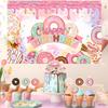 Donut Theme Party Backdrop Banner Happy Birthday Party Decor Photo Booth Background Baby Shower Girl Hanging Flag Backdrop Props