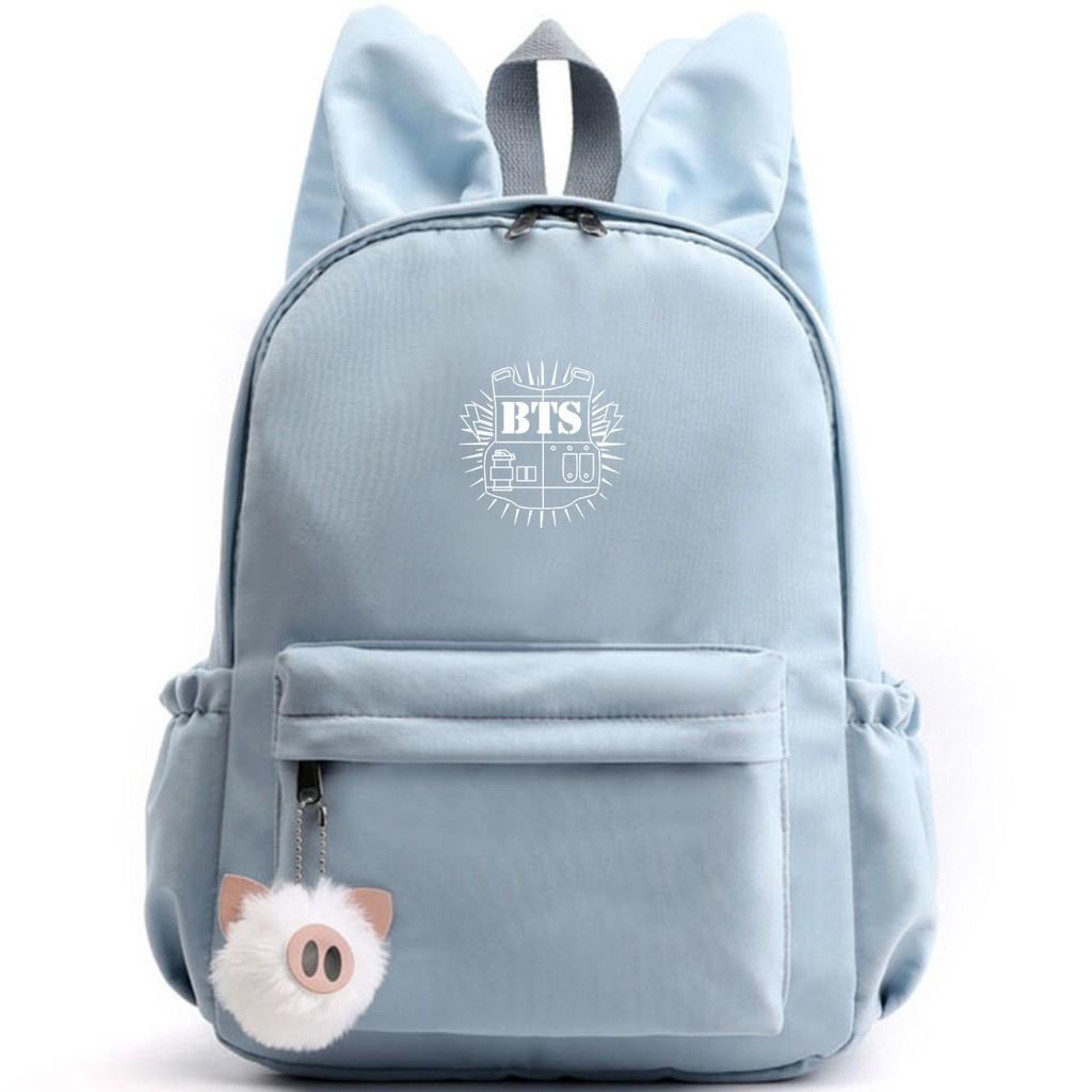 Bunny Kpop Bts Rabbit Ears Backpack Girls School Bags V With Piggy Pendant Plush