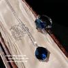 Sri Lanka Sapphire Necklace, Sotheby'S, 18K Gold Plated, Royal Blue Fat Square Zircon Ring, Combination