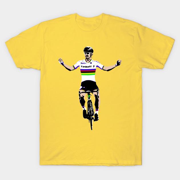 Men Black Print T-shirt Peter Sagan No-Cut Transfer Paper Print Cotton Tshirt L жёлтый