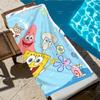 Funny S-SpongeBob Friends Large Beach Towel, Ocean Bubble Jellyfish Print Absorbent Lightweight Towel for Pool Camping Vacation