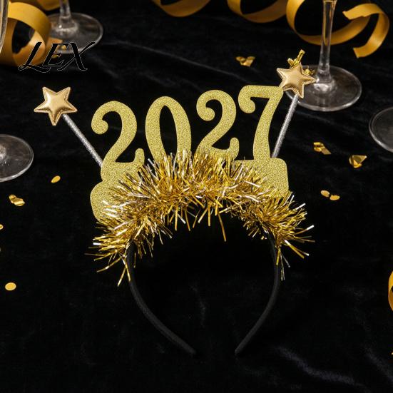 Celebration Eyewear for Events 2 Pcs 2027 New Year Eyeglasses, Plastic Glitter Number Glass Frame, Colorful Festive Glasses Parties Shiny Unisex