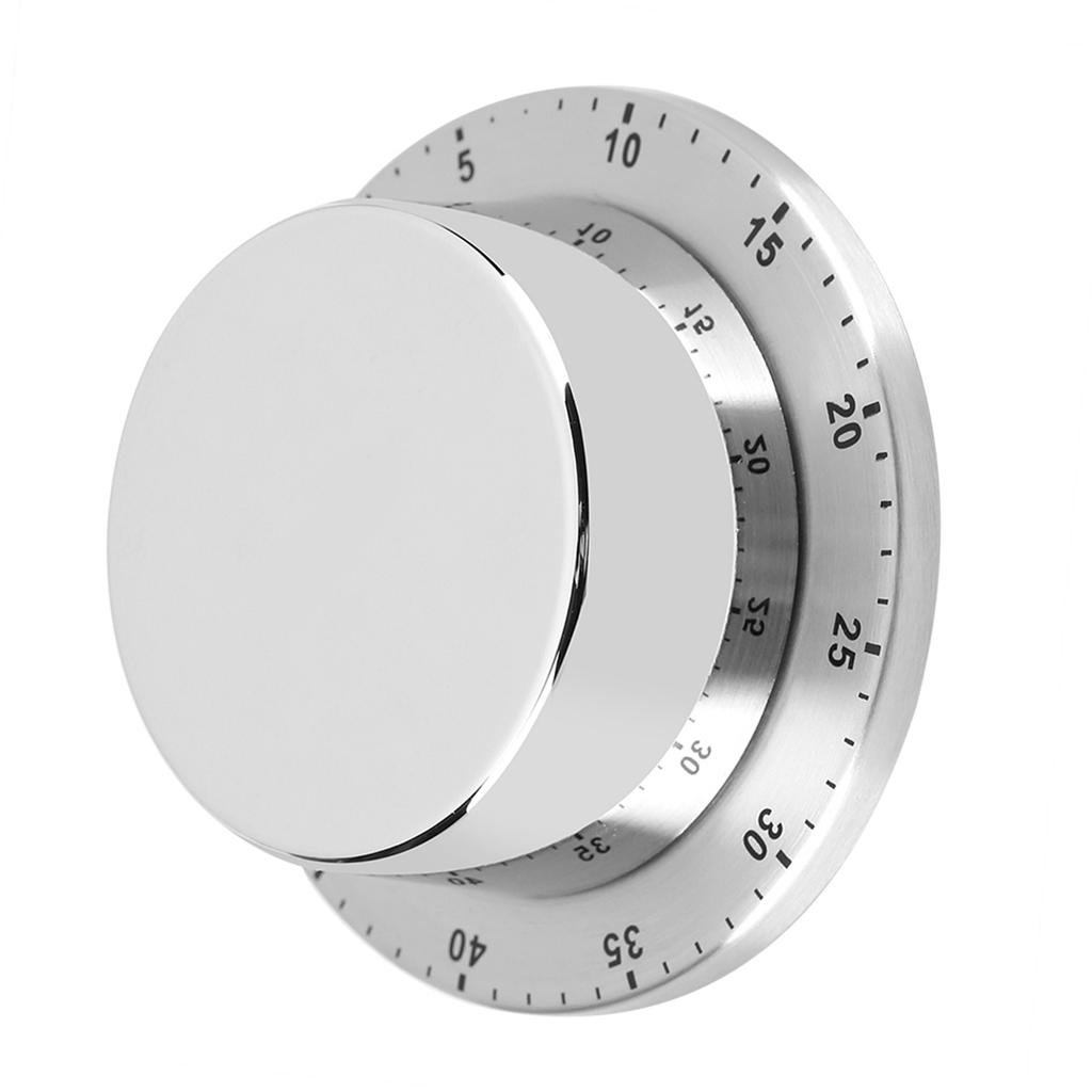 Manual Mechanical Kitchen Timer with Magnetic Base Countdown Cooking Baking Timing Tool Silver