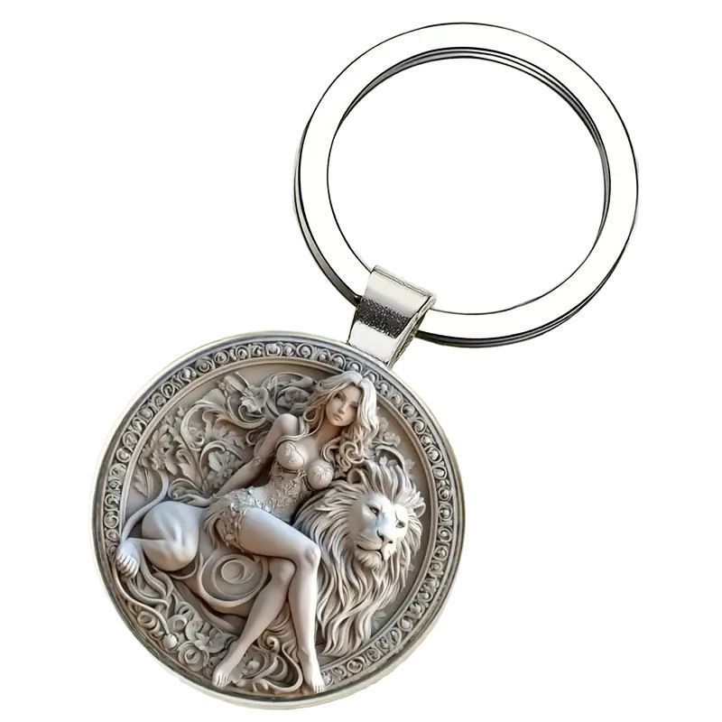 Stylish Alloy Zinc Key Holder With Women And Lion Pattern Design For Daily Use