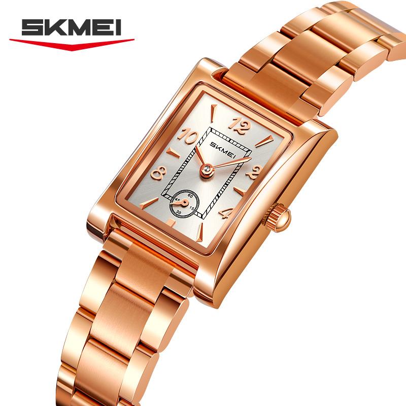 Skmei 2570 Elegant Fashion Women Quartz Watch Costume Stainless Steel Band Waterproof Rectangle in Stock Casual Watch Set