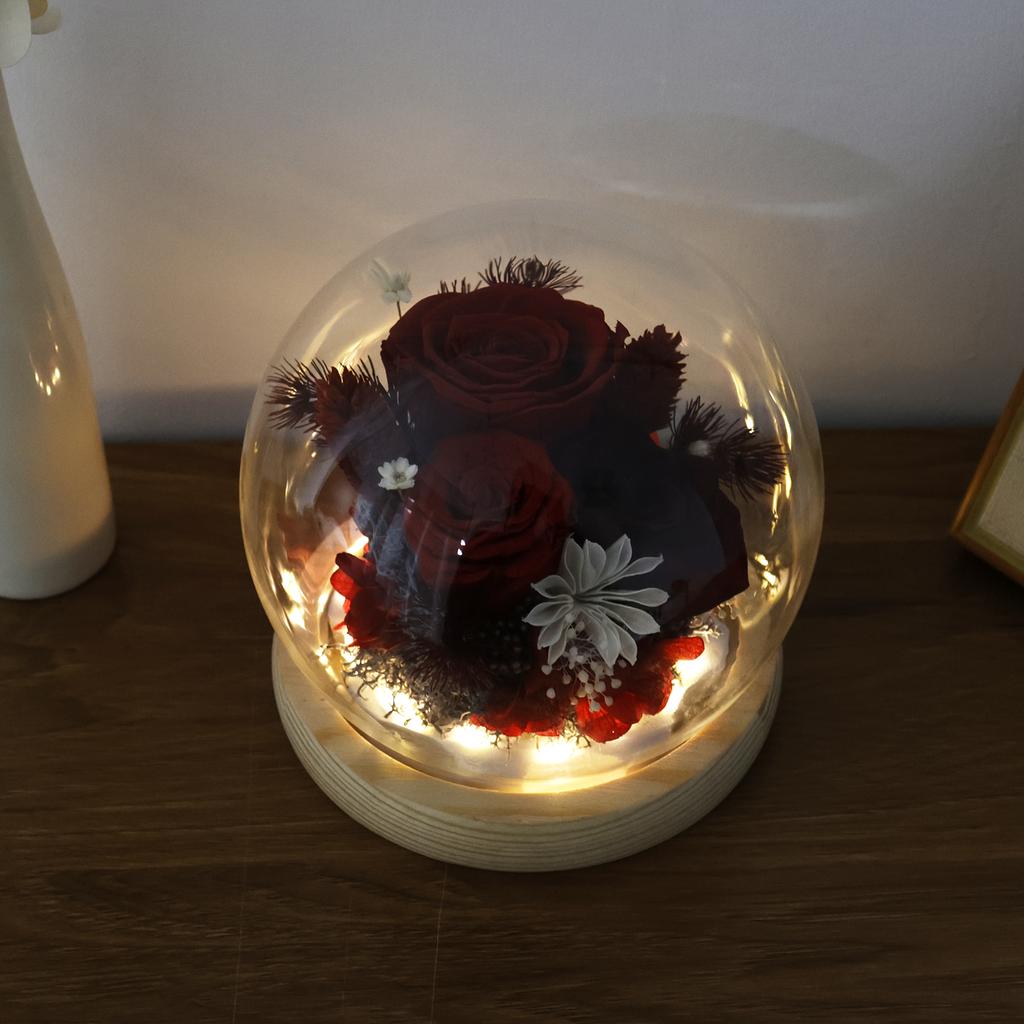 Artificial Rose Flowers Glass Cover Simulation Eternal Rose Flower Mothers Day Gifts Party Supply Valentine's Day Wedding Decor