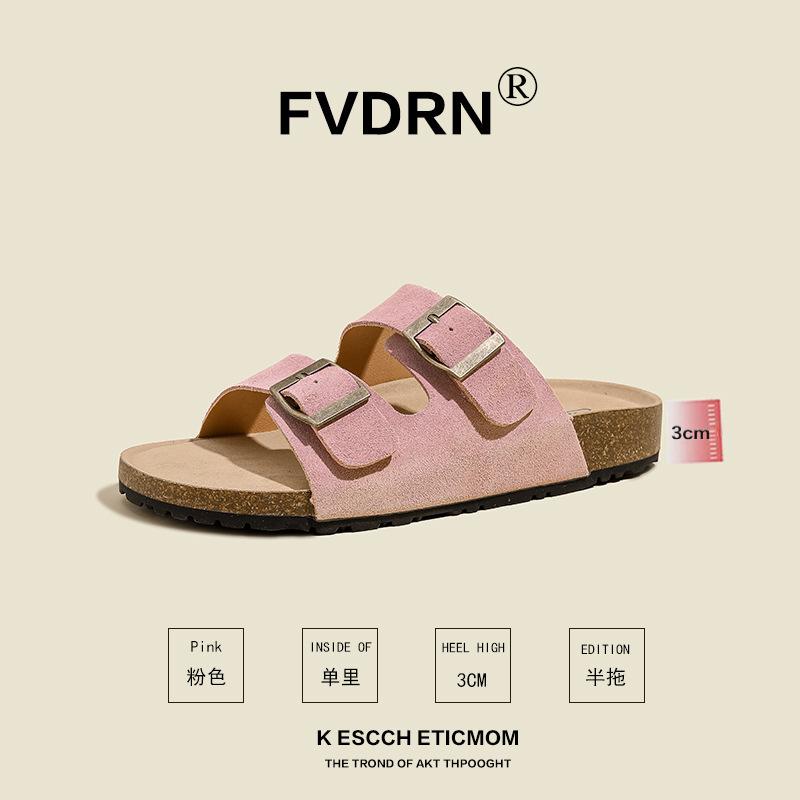 

Подушечка для стопы из натуральной коровьей кожи~ шлепанцы на толстой подошве женские повседневные для улицы ретро с двойной пряжкой-ремнем полушлепки сандалии на перемычке 41