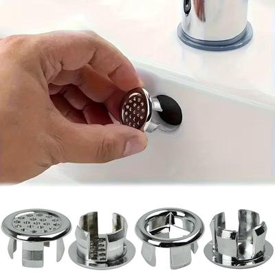 1pc Sink Round Ring Overflow Spare Cover Spilled Water Ring Plastic Chrome Trim Bathroom Supplies Ceramic Basin