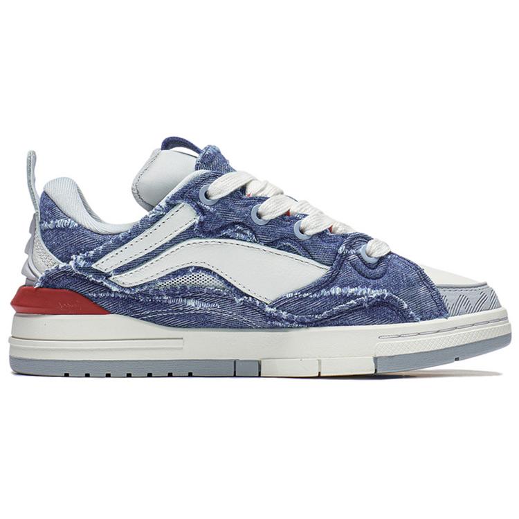 Li Ning Wave GOLDEN Denim Slip Resistant Abrasion Resistant Low top Casual Shoes Women's Blue White AECS074-10