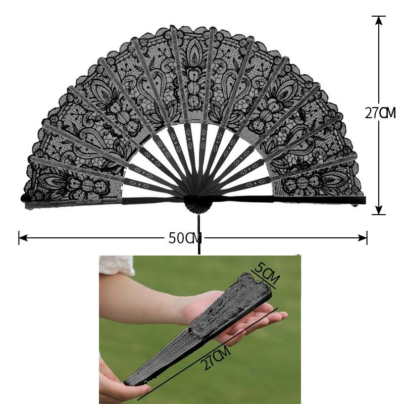 Lace Bamboo Hand Fan Romantic Embroidered Bamboo Fan Floral Lace Hand Fan Elegant For Weddings Summer Outings Cosplay
