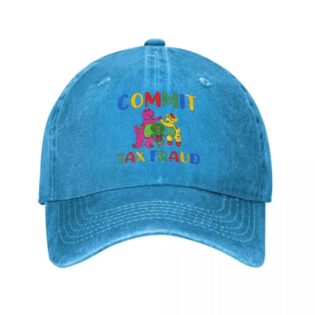 Retro Commit Tax Fraud Barney And Friends Baseball Cap Style Distressed Cotton Cap Outdoor All Seasons Travel Hats Cap