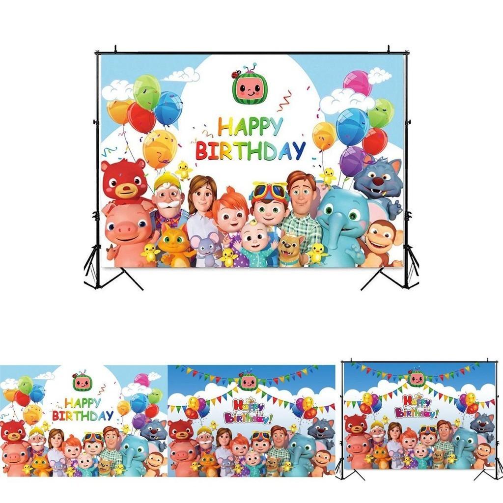 Cocomelon Family Photography Backdrops With Bright Colors For Party Decoration 120*80cm