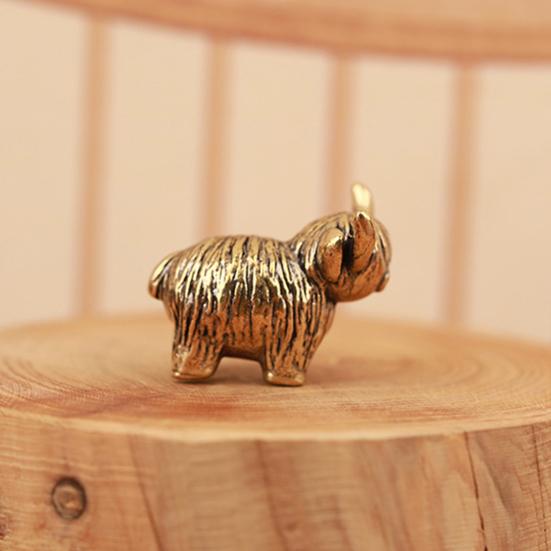 Mini Kupfer Hochlandrind Figur Miniatur Messing Hochlandrind Kleine Rinder Skulpturen für Zuhause Büro Bücherregal Mikro Landschafts Zubehör