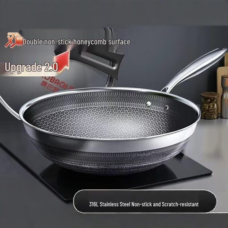 Kangbakh 32cm 316L Stainless Steel Non-stick Wok
