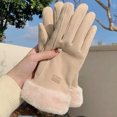 Verdickte Warme Plüschhandschuhe Winter Damen Mädchen Weich Bequem Einfache Handschuhe Einfarbig Reithandschuhe Modeaccessoires
