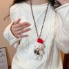 Plush Doll Christmas Necklace Lanyard Long Necklace Cute Sweater Chain Pendant  Girl