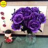 Deeply Affectionate Red Artificial Rose Black Flower, Single Stem Decorative Arrangement for Living Room or Halloween