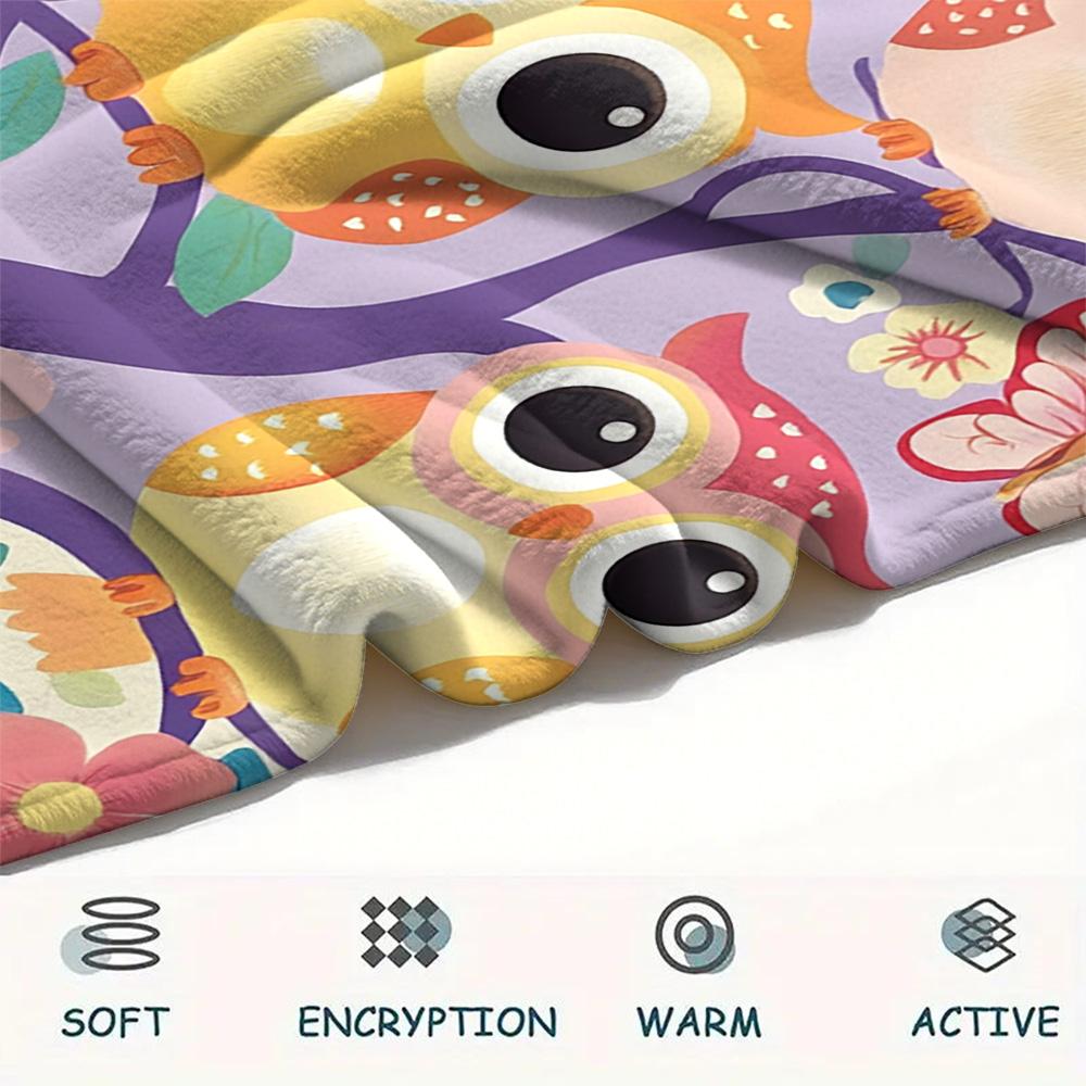 Flanelová deka s potiskem soviček, Vysoce kvalitní, Pohodlná pro všechna roční období, Domácí dekorace, Teplo a pohodlí, Perfektní jako vánoční dárky