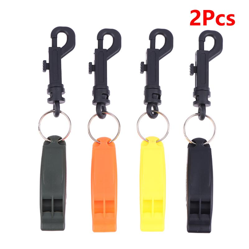2Pcs Emergency Whistle Safety Survival Whistle Signaling Whistle With Hook For Outdoor Camping Hiking