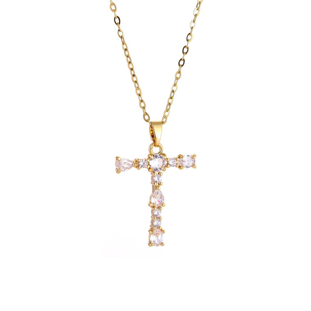 Luxury 26 Letter Necklace Women Unique Design White Zircon Crystal Collarbone Chain Party Jewelry Christmas Gift
