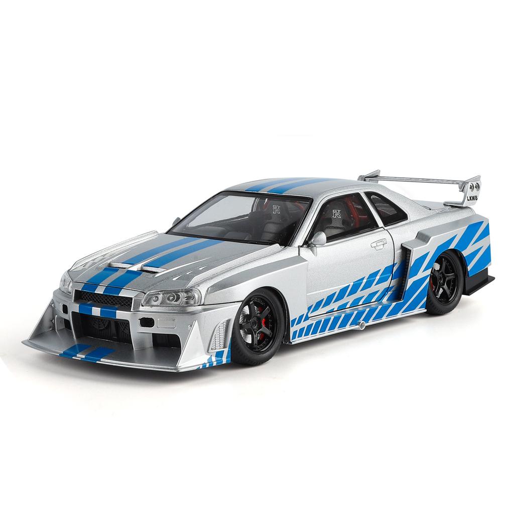1:24 Skyline Gtr Modificado Supercoche Metal de Aleación Modelo de Coche Fundición a Presión Sonido y Luz Colección de Modelo de Hobby Adorno de Moda Regalo