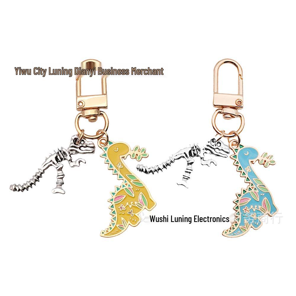 Colorful Dinosaur Alloy Keychain - Drip Oil Design for Men & Women, Cartoon Style Car Pendant