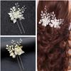 Europe and America Cross Border Silver Leaves Handmade Twisted Beads U Shape Hair Clasp Pin Bridal Wedding Hairware Lot