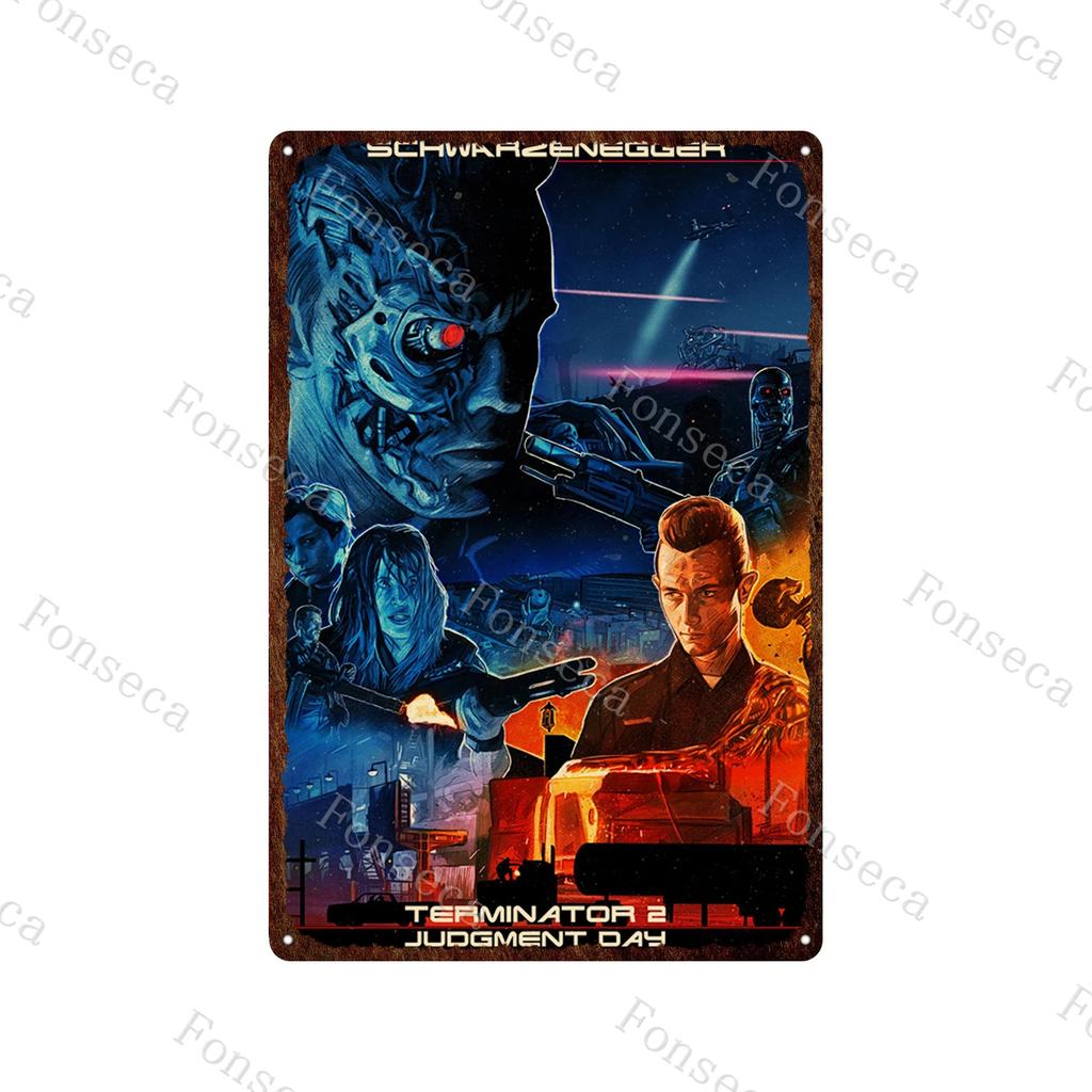 Terminator 2 Movie Metal Poster Tin Sign Classic Movies The Terminator Metal Plates Home Decoration Wall Art Iron Paining
