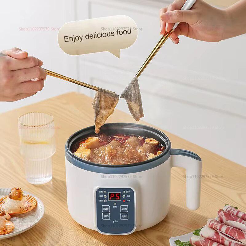 Electric Hot Pot Cooker for 1-2 People Non-stick Multifunction Rice Steamer Soup Maker Stew Egg Cooker Home Kitchen Appliance
