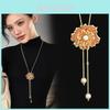 Elegant Rose Flower Long Necklace For Women With Hollow Floral Design And Stylish Appeal