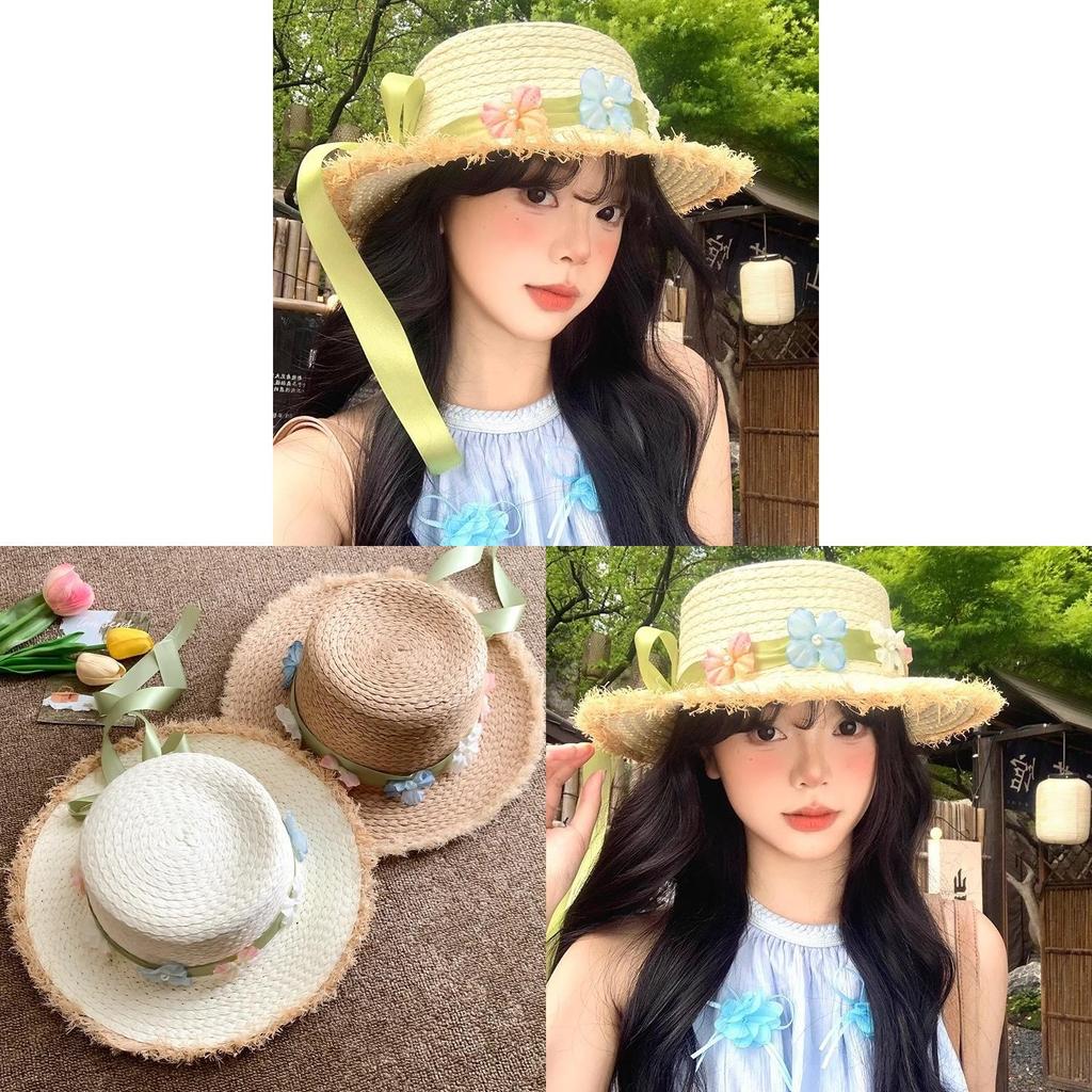 Paper Straw Sun Hat With Large Brim For Women Summer Beach Vacation Sun Protection