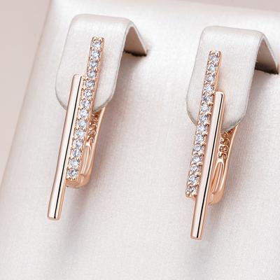 Einzigartige glänzende natürliche Zirkon-Tropfenohrringe für Frauen Trend Roségoldfarbene Accessoires Täglicher feiner Schmuck Kristallgeschenk