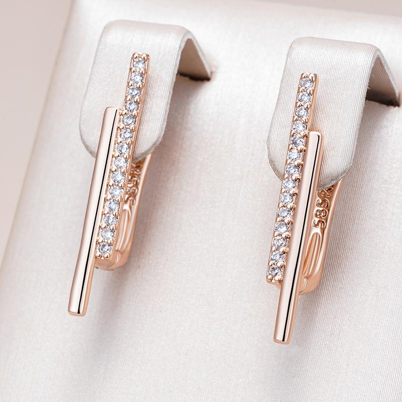 Unique Shiny Natural Zircon Drop Earrings For Women Trend Rose Gold Color Accessories Daily Fine Jewelry Crystal Gift
