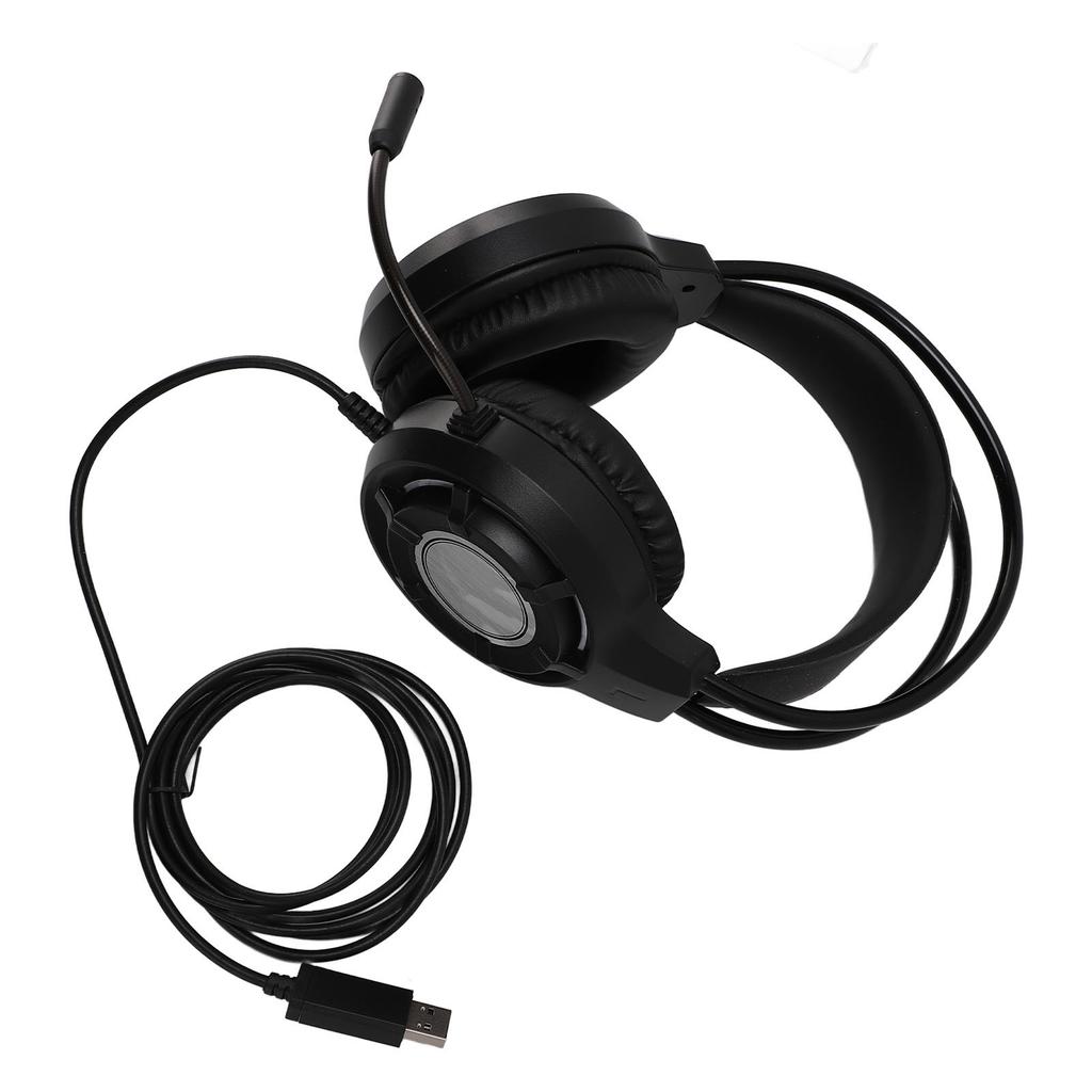 USB Gaming Headset Computer Headphones with Microphone RGB Light Wired Headphones for Laptop