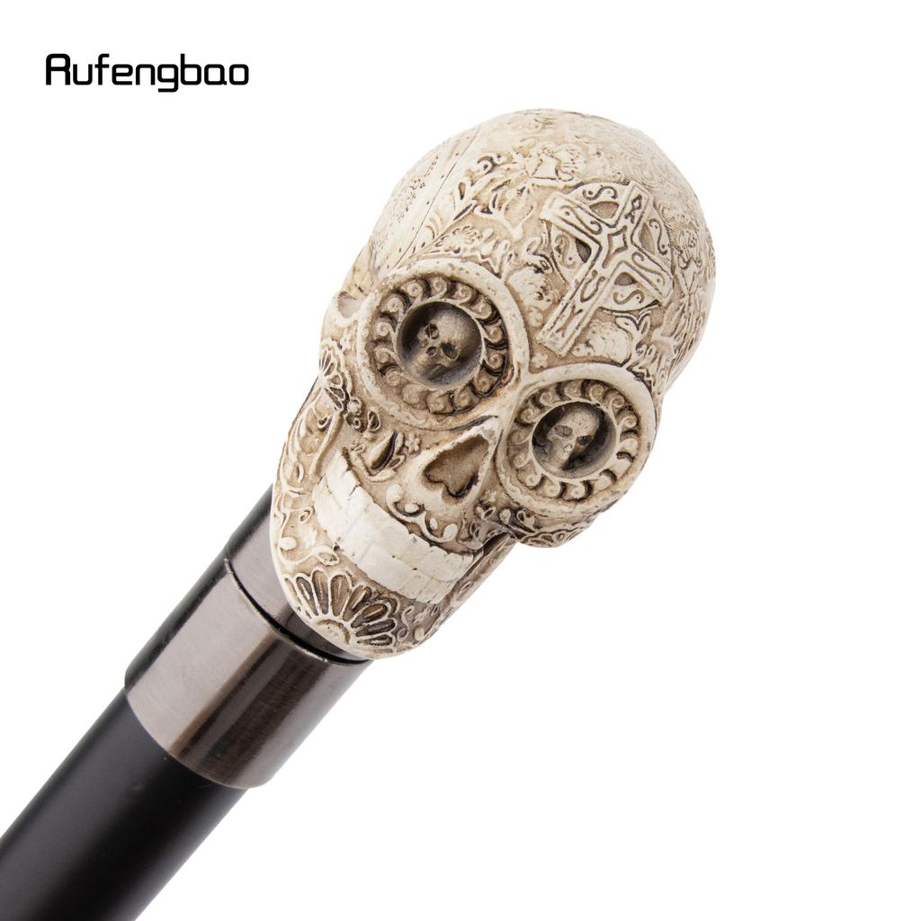 Yellow Resin Skull Head Walking Cane Fashion Decorative Steel Stick Gentleman Elegant Cosplay Cane Knob Crosier 92cm