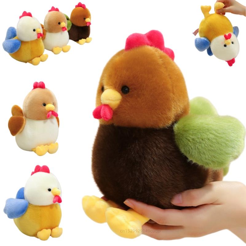 2230Cm Cartoon Cute Chicken Plush Doll Pillow Colorful Brown Yellow Rooster Hen Animal Stuffed Toy Home Decor Gift For Children