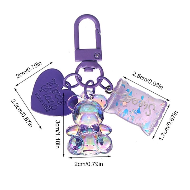 Colorful Heart Candy Keychain Ornament Stylish Keyring Accessory Unique Bag Decorations for Fashion forward Individuals