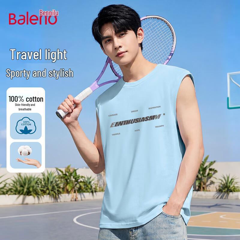 

Baleno Men s Cotton Sleeveless Graphic T-Shirt Vest M