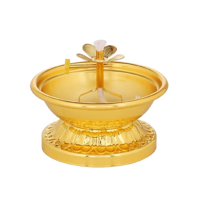 1PC Öllampe Ölschale Ornamente Buddhistische Lieferungen Vintage Golden Elegante Legierung hochbeinige Ghee Lampenfassung