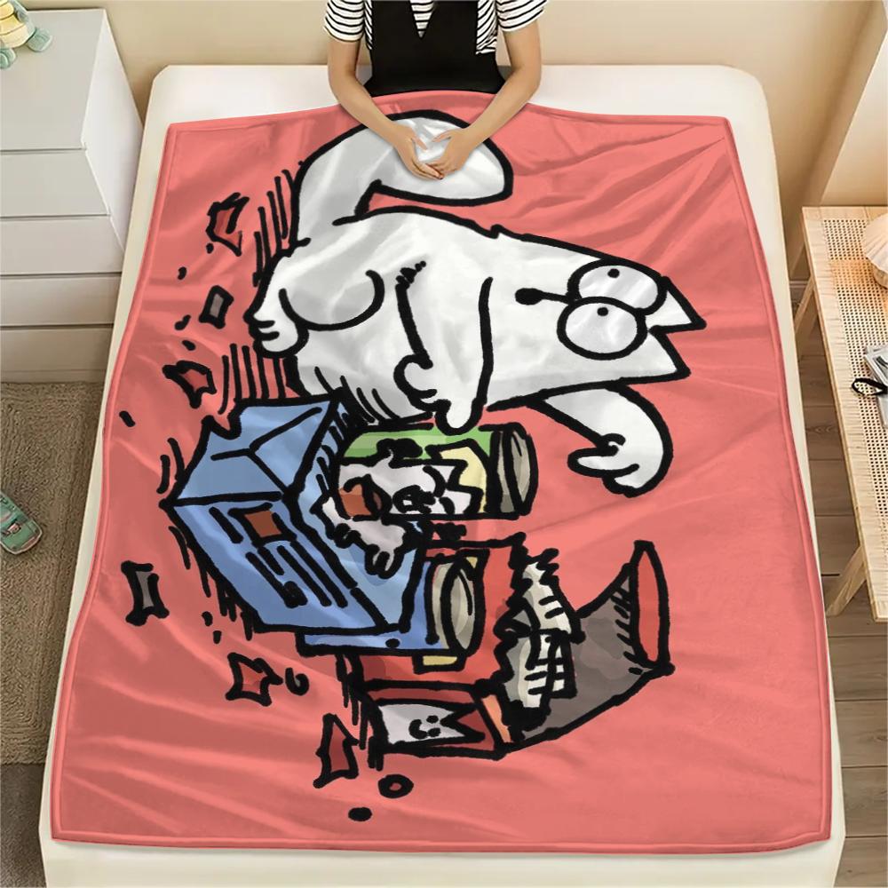1 Pezzo Coperta in Flanella con Stampa Simon's Cat, Alta qualità Confortevole per Tutte le Stagioni, Decorazione per la Casa, Calore e Comfort, Perfetta per Regali di Natale
