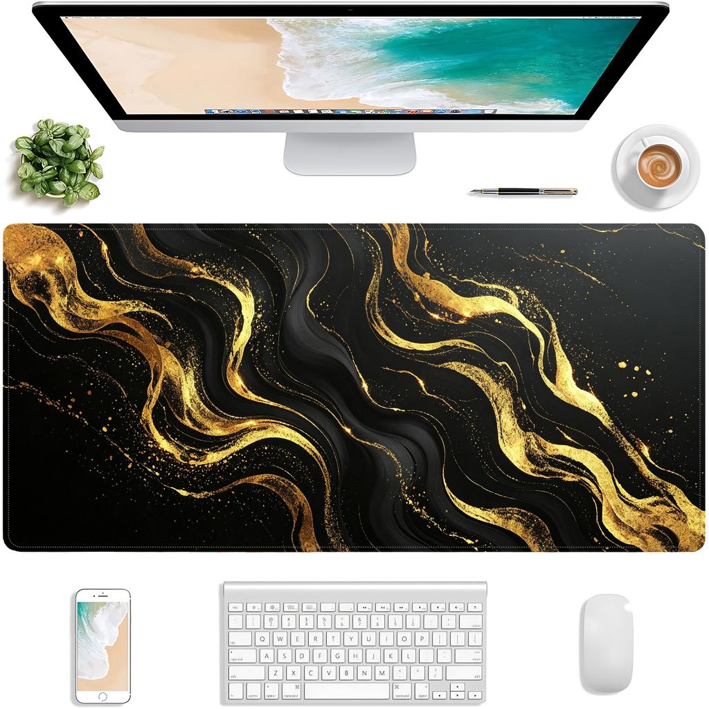 Black Gold Textured Mouse Pad Notebook Ip Computer Office Game Non-slip Rubber New Large Table Mat