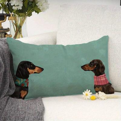 Plüsch Dackel Kissenbezug Cartoon Hund Wurfkissenbezug Zuhause Wohnzimmer Schlafzimmer Sofa Bett Dekorativer Rechteckiger Kissenbezug