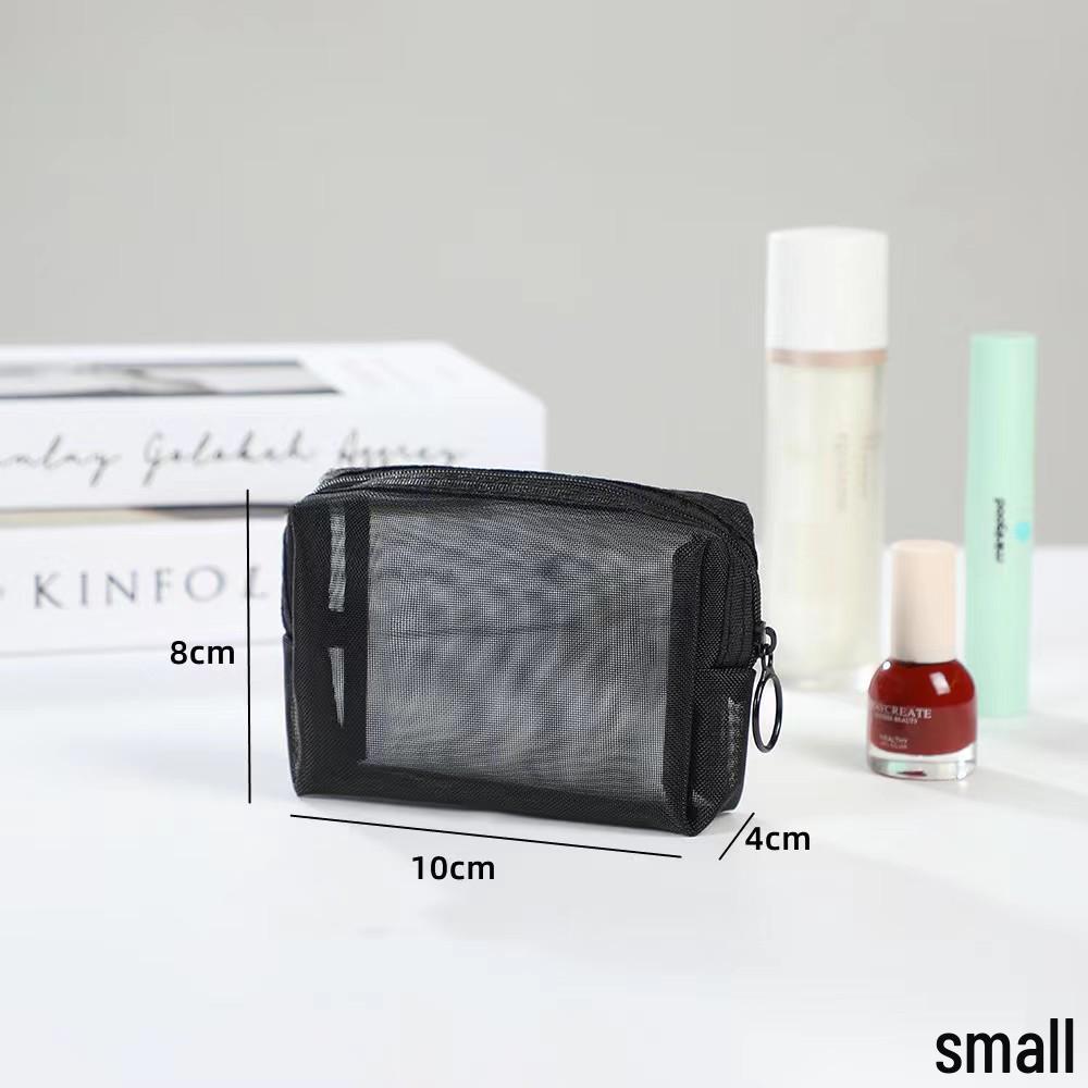 Portable Makeup Bag: Large Capacity Transparent Mesh Octagon for Travel & Lipstick Storage