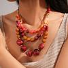 Acrylic Stone Irregular Beaded Round Multi-layer Sweater Chain Exaggerated Necklace