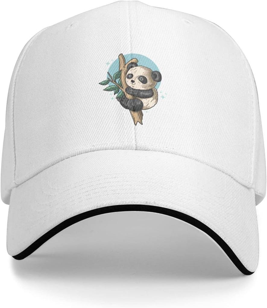 Cute Panda Climbing Tree Baseball Cap Polyester Sun Protection Casual Adjustable Cap for Adults