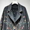 Vintage Embroidered Sequin Denim Jacket Women 2026 Casual Short Batwing Sleeve Streetwear