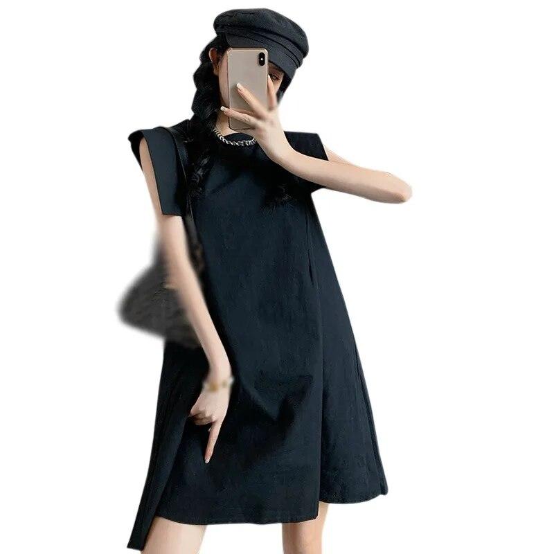 

Женское однотонное свободное однотонное платье без рукавов с изображением моллюсков для маленького сына, короткое свободное платье L