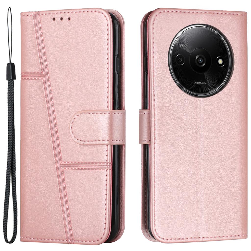 For Xiaomi Redmi A3 4G/Poco C61 4G Case Calf Texture Leather Wallet Phone Cover with Folio Stand