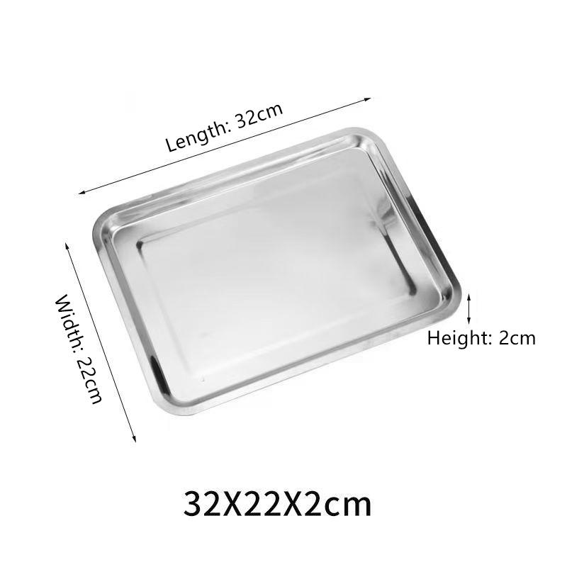 Edelstahl Barbecue Teeaufbewahrung Serviertabletts Rechteck Gedämpfter Reis Wurst Teller Grill Fleisch Restaurant Metallutensilien 1Stk.